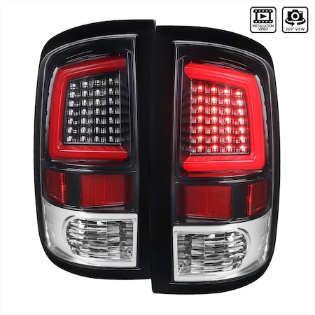 Spec-D Tuning 2009-2018 DODGE RAM LED BAR TAIL LIGHT, PK  2 LT-RAM09BK2LED-G2-TM